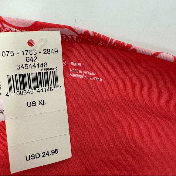 Aerie Classic Bikini Bottom Floral Print Red Pink Retro Vacation Size XL NEW - Picture 7 of 8
